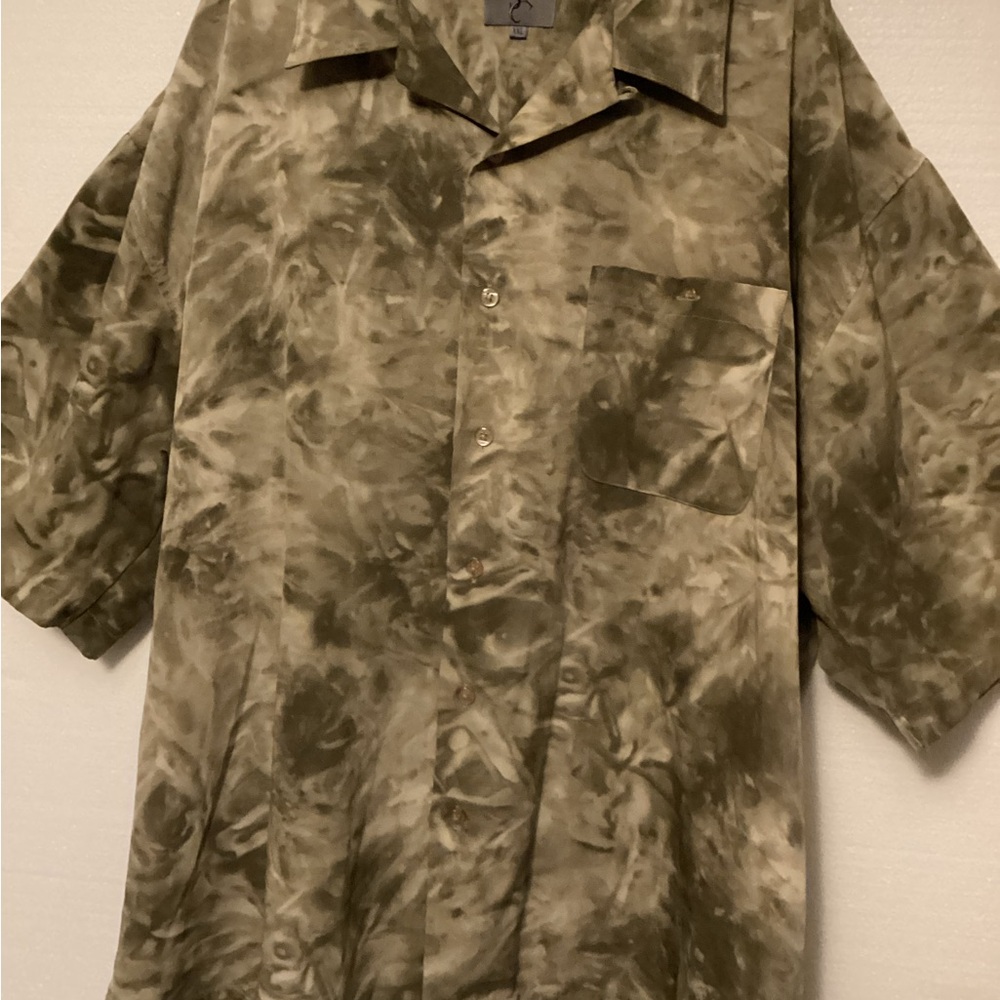 Jordan Craig Casual Green Tie Dye Button Down Shirt Men Size XXL
